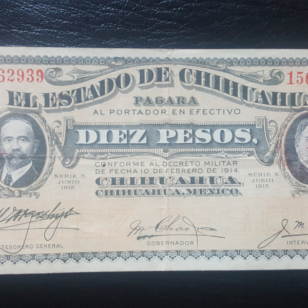Bille t- Mexico - Revolutionary 10 Pesos, 1914