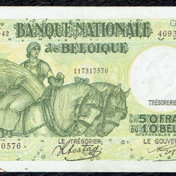 Belgique - Magnifique Billet de 50 Francs / 10 Belgas 