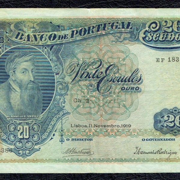 PORTUGAL  Billet de 20 ESCUDOS 1919 