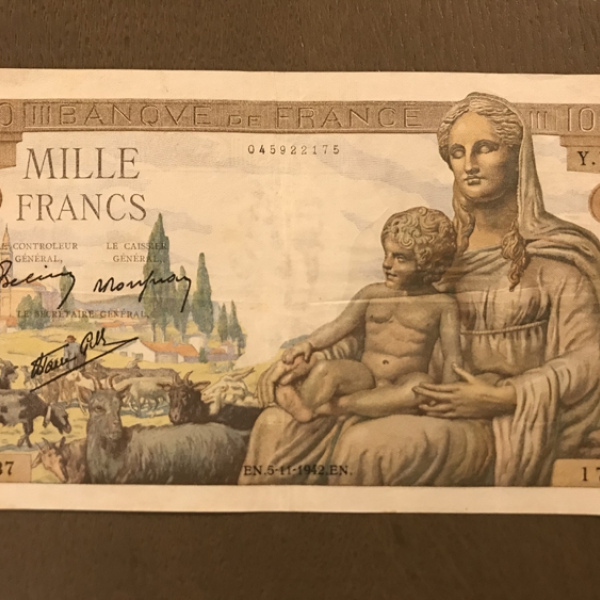 1000 Francs DEESSE DEMETER 05-11-1942