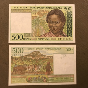 BILLET 500 FRANCS MADAGASIKARA